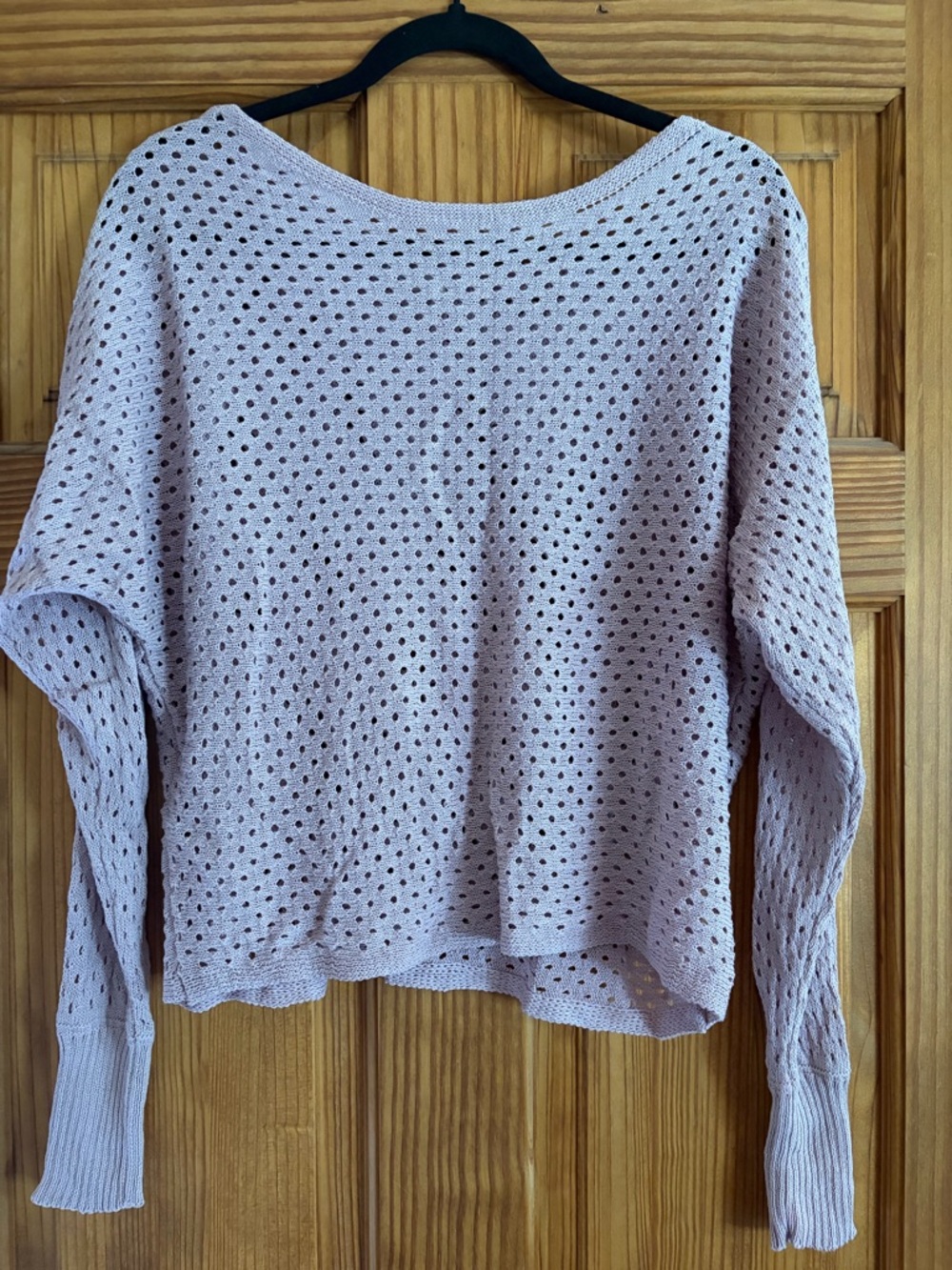eesome Open-Knit Scoop Neck Sweater in Light Mauve